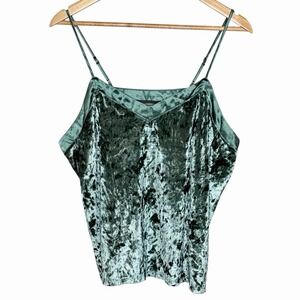 Crushed Velvet Cami Tank Top Green Womens XXL 2XL Forest Fairy Y2K Regencycore